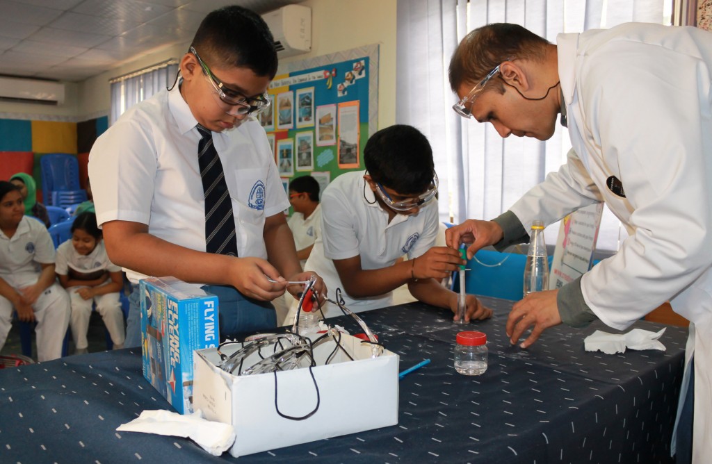 Kids doing experiment